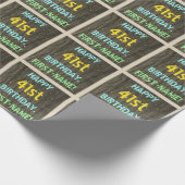 Faux Hood, Tekstverf, 41st Birthday + Naam Cadeaupapier (Hoek)