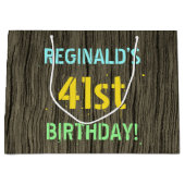 Faux Hood, Tekstverf, 41st Birthday + Naam Groot Cadeauzakje (Voorkant)