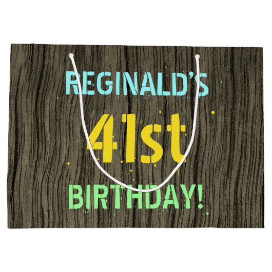 Faux Hood, Tekstverf, 41st Birthday + Naam Groot Cadeauzakje (Achterkant)