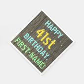 Faux Hood, Tekstverf, 41st Birthday + Naam Servet (Hoek)