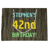 Faux Hood, Tekstverf, 42e verjaardag + Naam Groot Cadeauzakje (Voorkant)