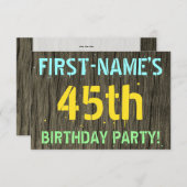 Faux Hood, Tekstverf, 45th Birthday + Naam Kaart (Voorkant / Achterkant)