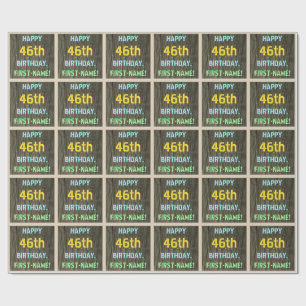 Faux Hood, Tekstverf, 46th Birthday + Naam Cadeaupapier