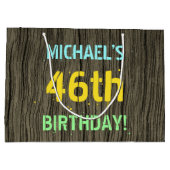 Faux Hood, Tekstverf, 46th Birthday + Naam Groot Cadeauzakje (Achterkant)