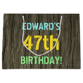 Faux Hood, Tekstverf, 47th Birthday + Naam Groot Cadeauzakje (Voorkant)