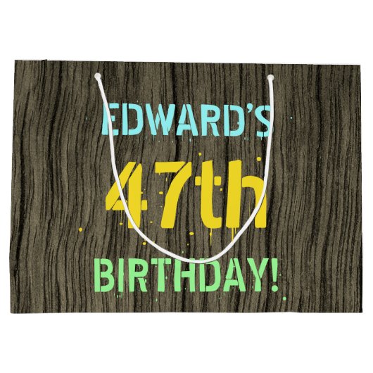 Faux Hood, Tekstverf, 47th Birthday + Naam Groot Cadeauzakje (Achterkant)