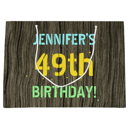 Faux Hood, Tekstverf, 49th Birthday + Naam Groot Cadeauzakje (Voorkant)