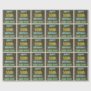 Faux Hood, Tekstverf, 55th Birthday + Naam Cadeaupapier