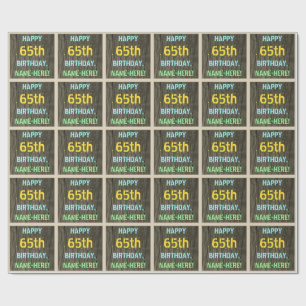 Faux Hood, Tekstverf, 65th Birthday + Naam Cadeaupapier