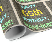 Faux Hood, Tekstverf, 65th Birthday + Naam Cadeaupapier (Rol Hoek)