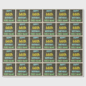 Faux Hood, Tekstverf, 66th Birthday + Naam Cadeaupapier (Vlak)