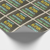 Faux Hood, Tekstverf, 67th Birthday + Naam Cadeaupapier (Hoek)