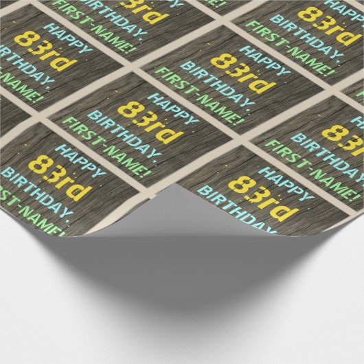 Faux Hood, Tekstverf, 83rd Birthday + Naam Cadeaupapier (Hoek)