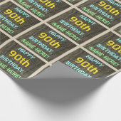 Faux Hood, Tekstverf, 90th Birthday + Naam Cadeaupapier (Hoek)