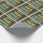 Faux Hood, Tekstverf, 96th Birthday + Naam Cadeaupapier (Hoek)