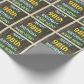 Faux Hood, Tekstverf, 98th Birthday + Naam Cadeaupapier (Hoek)