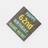 Faux Hood, Tekstweergave, 62e verjaardag + naam Servet (Hoek)