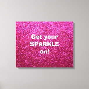 Faux Hot Pink Glitter Canvas Afdruk