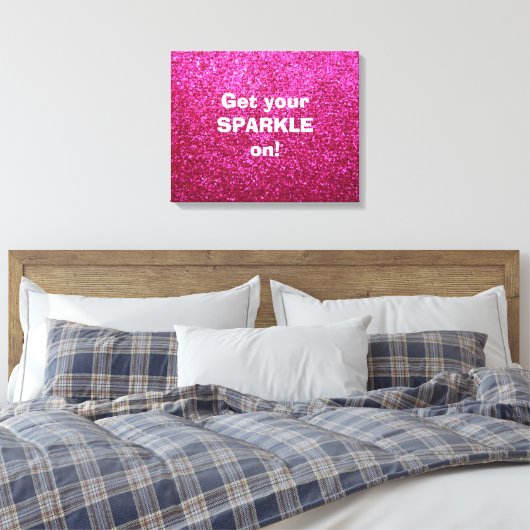 Faux Hot Pink Glitter Canvas Afdruk (Insitu (Slaapkamer))