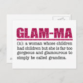 Faux Hot Pink Glitter Glam-Ma Briefkaart (Voorkant / Achterkant)