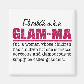 Faux Hot Pink Glitter Glam-Ma Magneet (Voorkant)