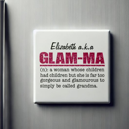 Faux Hot Pink Glitter Glam-Ma Magneet