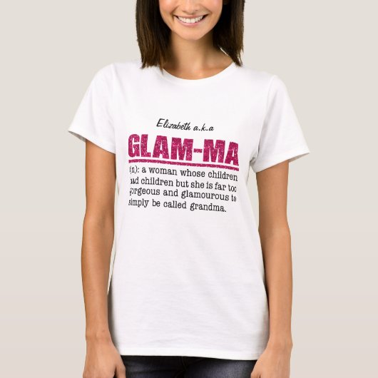 Faux Hot Pink Glitter Glam-Ma T-shirt (Voorkant)