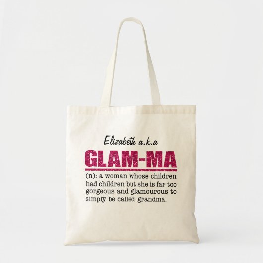 Faux Hot Pink Glitter Glam-Ma Tote Bag (Voorkant)