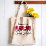 Faux Hot Pink Glitter Glam-Ma Tote Bag<br><div class="desc">Faux Hot Pink Glitter Glam-Ma Canvas tas - Voor sommigen van ons is het altijd al glamoureus en geweldig. Show je innerlijke diva en altijd glanzende houding met deze stijlvolle, faux glitter hot-roze Glam-Ma canvas tas. Met zijn definitie: "Glam-ma is een vrouw wiens kinderen kinderen hadden, maar is veel te...</div>