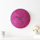 Faux Hot Pink Glitter Grote Klok (Huis)