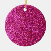 Faux Hot Pink Glitter Keramisch Ornament (Voorkant)