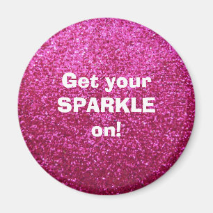 Faux Hot Pink Glitter Magneet