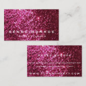 Faux Hot Pink Glitter Modern Visitekaartje (Voorkant / Achterkant)