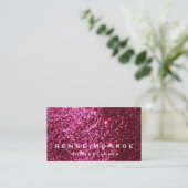 Faux Hot Pink Glitter Modern Visitekaartje (Staand voorkant)