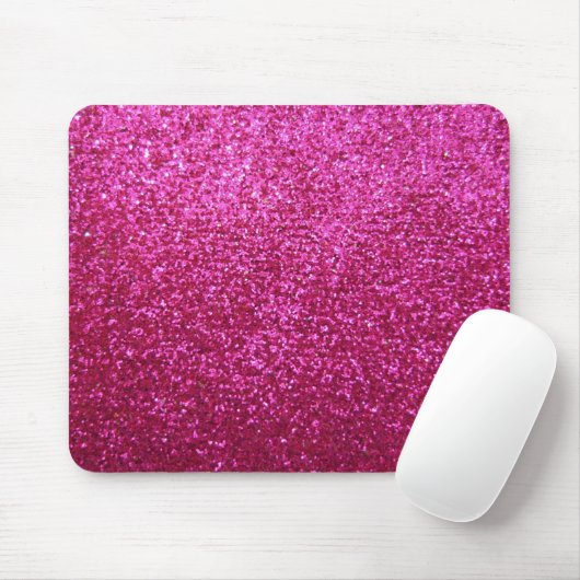 Faux Hot Pink Glitter Muismat (Met muis)