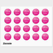Faux Hot Pink Glitter Ombre Bedankt Ronde Sticker (Vel)