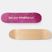 Faux Hot Pink Glitter Persoonlijk Skateboard (Horizontaal)