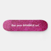 Faux Hot Pink Glitter Persoonlijk Skateboard (Horizontaal)