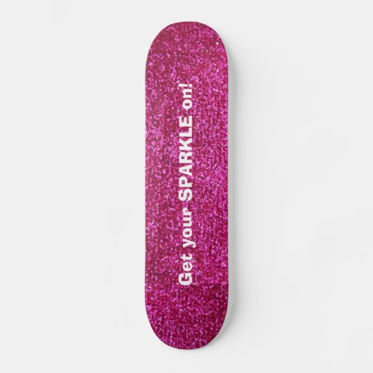 Faux Hot Pink Glitter Persoonlijk Skateboard (Voorkant)
