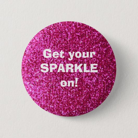 Faux Hot Pink Glitter Ronde Button 5,7 Cm (Voorkant)