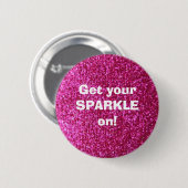 Faux Hot Pink Glitter Ronde Button 5,7 Cm (Voorkant /achterkant)
