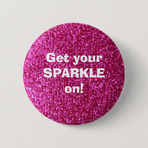 Faux Hot Pink Glitter Ronde Button 5,7 Cm