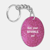 Faux Hot Pink Glitter Sleutelhanger (Voorkant Links)