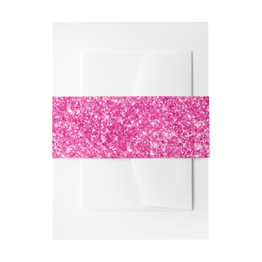 Faux Hot Pink Glitter Uitnodigingen Wikkel (Voorkant Voorbeeld)