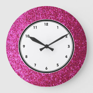 Faux Hot Pink Glitter-wandklok Grote Klok