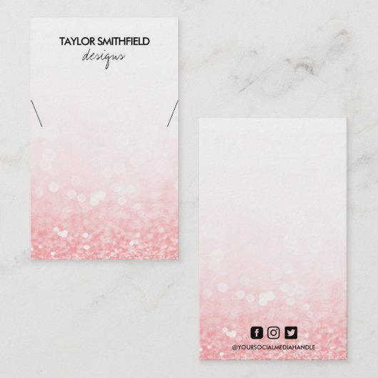 Faux Hot Pink Ketting Glitter-beeldscherm Visitekaartje (Voorkant / Achterkant)