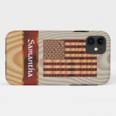 Faux hout Amerikaanse vlag Case-Mate iPhone Case (Achterkant (horizontaal))