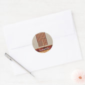 Faux hout Amerikaanse vlag Ronde Sticker (Envelop)
