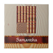 Faux hout Amerikaanse vlag Tegeltje (Voorkant)