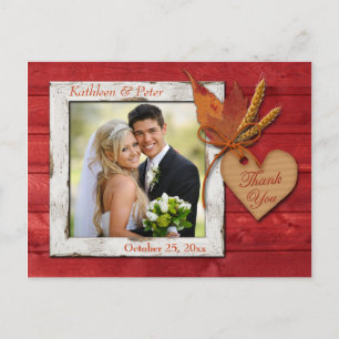 FAUX-hout, bladeren, hart Dank je Kaart